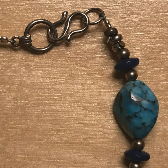 Hand Crafted Beaded Glass Bracelet Blue - Picture 2 of 3